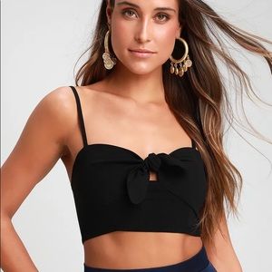 FREE PEOPLE All Mine Black Tie-Front Brami